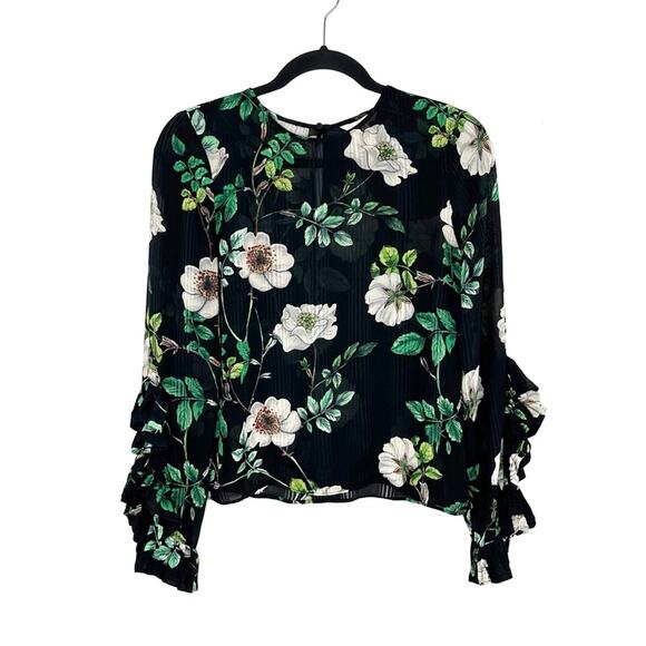 H&M Sheer Floral Boho Top Blouse - Picture 1 of 9